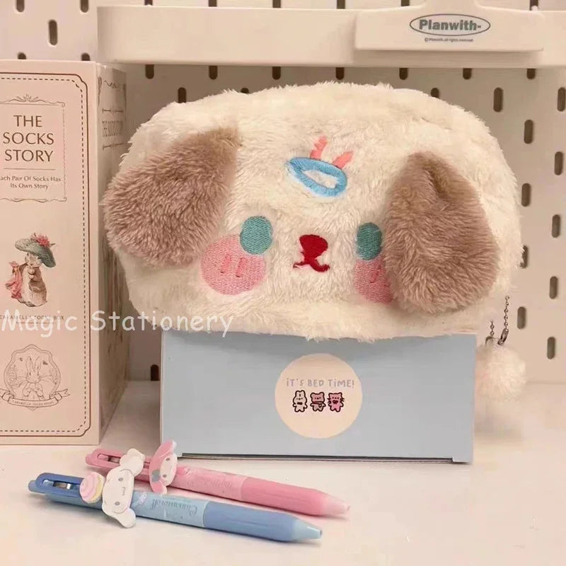 Trousse kawaii en peluche, mignonne et cartoon, avec une grande capacité. Idéale pour les fournitures scolaires des filles, ce modèle coréen est parfait pour le retour à l'école.