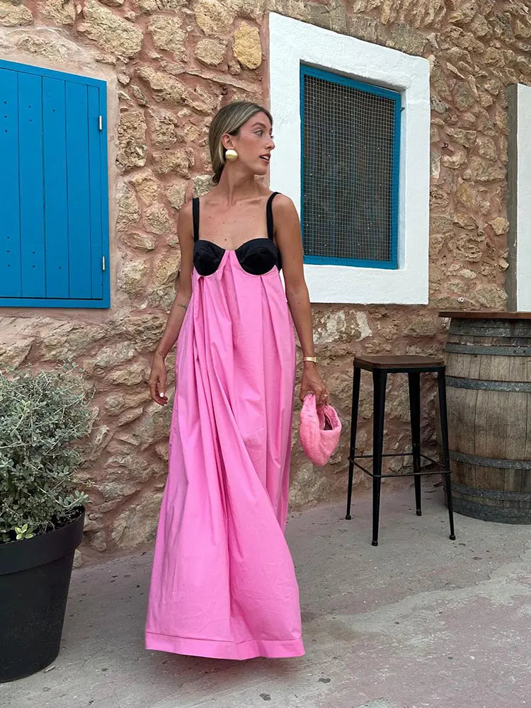 Robe longue, Patchwork, sans manches, dos nu, ample, plage, décontracté NEITH