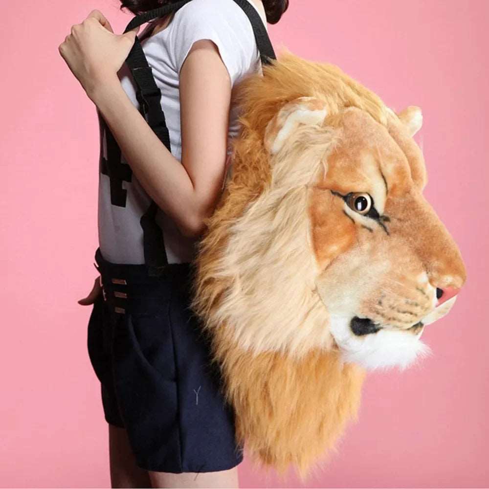 Sac à dos 3D au design animal pour filles, avec motifs de tigre, lion, léopard ou panda en fourrure. Ce sac polyvalent peut aussi être utilisé comme pochette ou sac bandoulière, offrant une touche amusante et fonctionnelle pour les femmes.