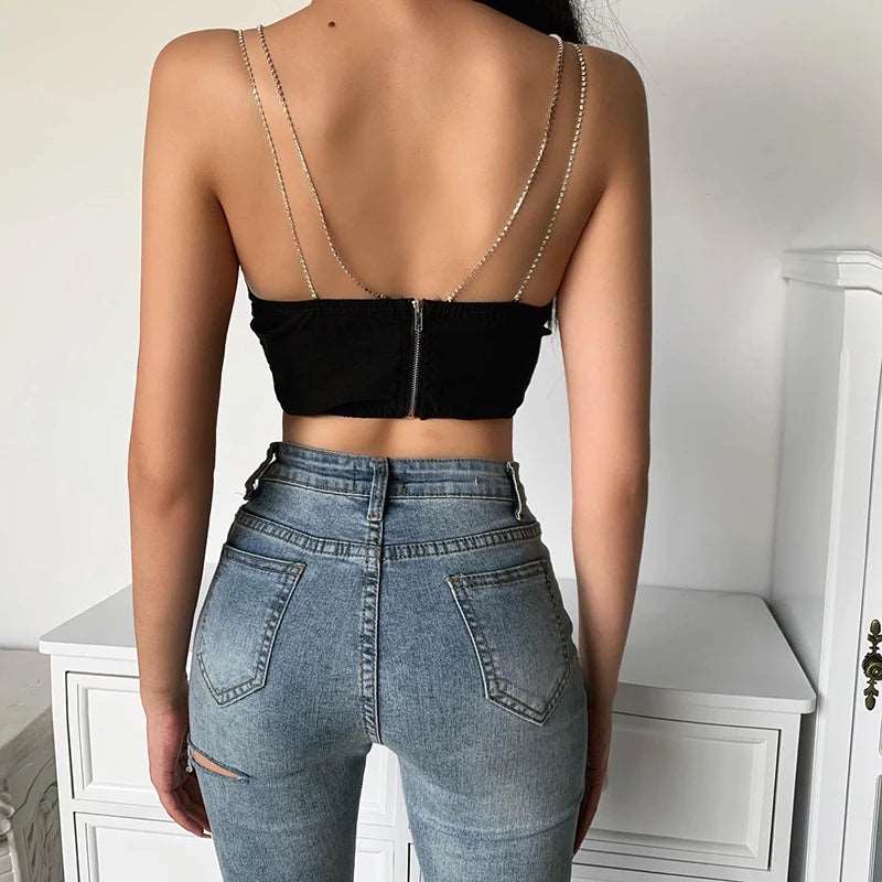 Bustier, haut court, fermeture éclair, élastique, sexy NEITH