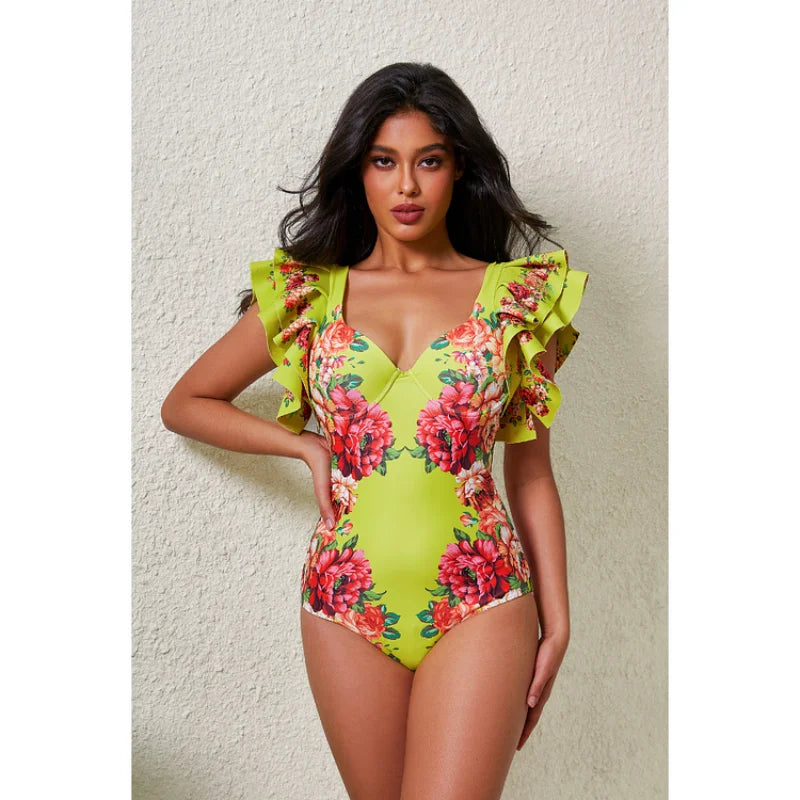 Maillot de bain, 1 pièce, à volants,  jupe longue en maille, grande taille, summer wear NEITH