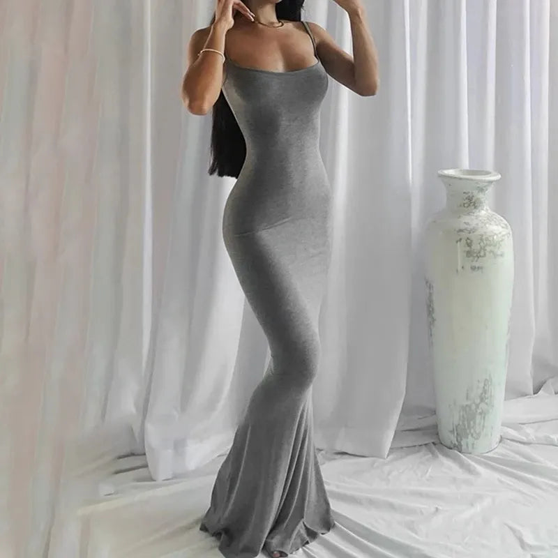 Robe longue, satin, élégant, sexy NEITH