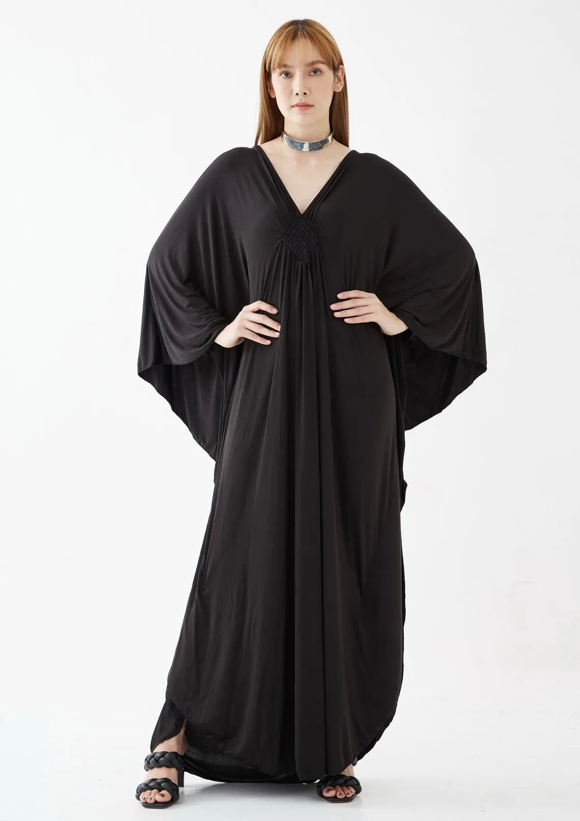 Robe longue, à manches chauve-souris, col en V, kaftan, boho NEITH