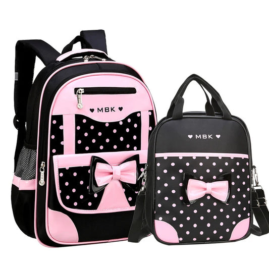 Set de 3 pièces de sacs scolaires pour filles, avec un design coréen mignon. Comprend un sac à dos, une trousse et un sac à main, idéal pour les élèves de primaire.