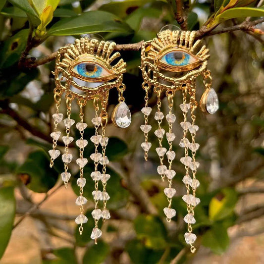 Boucles d'oreilles, Vintage, doré, œil - NEITH