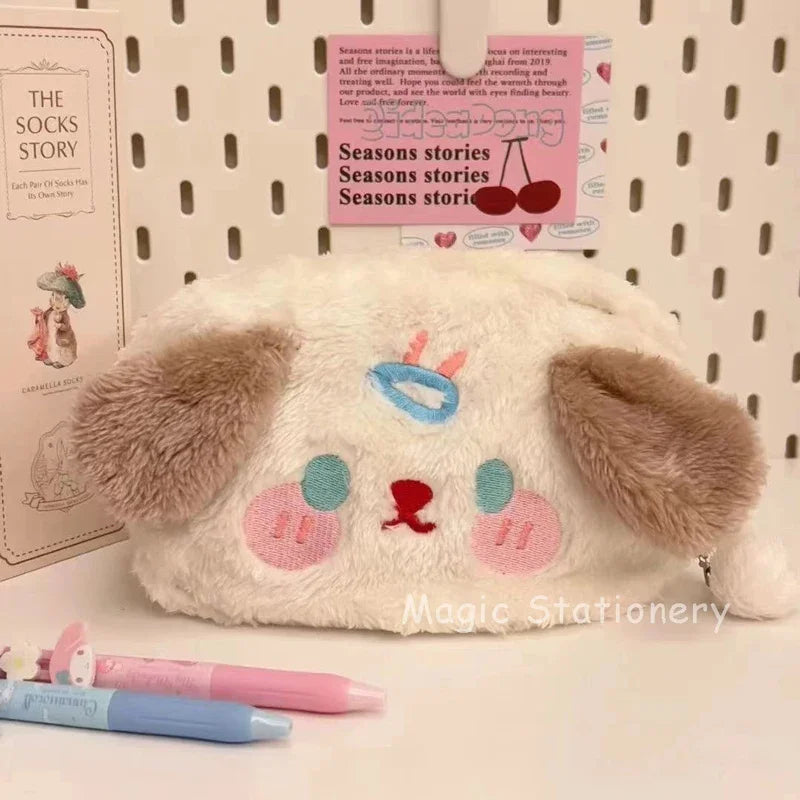 Trousse kawaii en peluche, mignonne et cartoon, avec une grande capacité. Idéale pour les fournitures scolaires des filles, ce modèle coréen est parfait pour le retour à l'école.